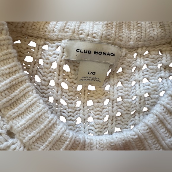 Club Monaco women's open knit crew neck sweater size L wool alpaca blend - Picture 4 of 9
